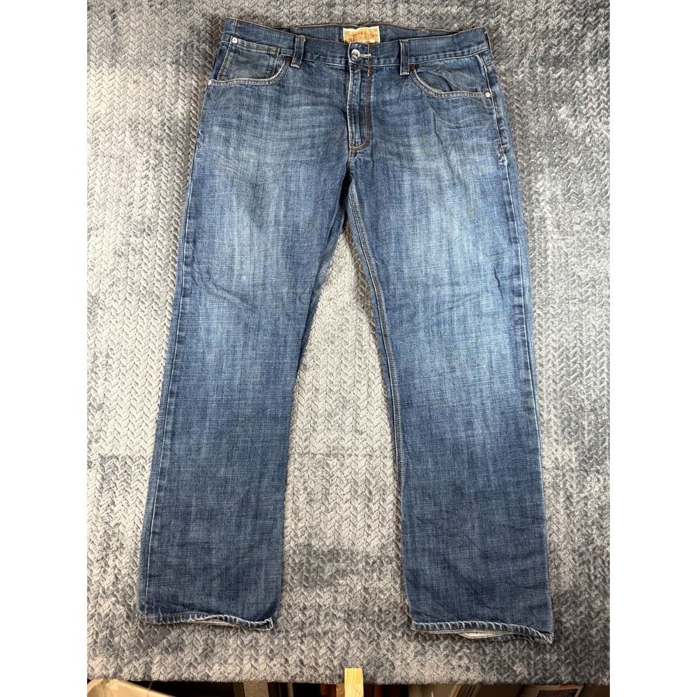 Levi's Slim Straight Jeans Mens 40x32 Blue Denim Cotton Mid Rise Whiskers Detail